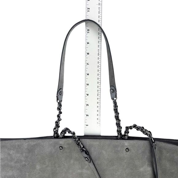 Rebecca Minkoff Chain-Trim Grey Suede Large Tote Bag - Picture 6 of 12